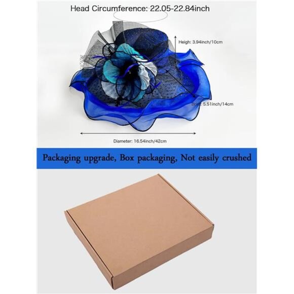 Women Organza Church Tea Party Hats Floral Blue